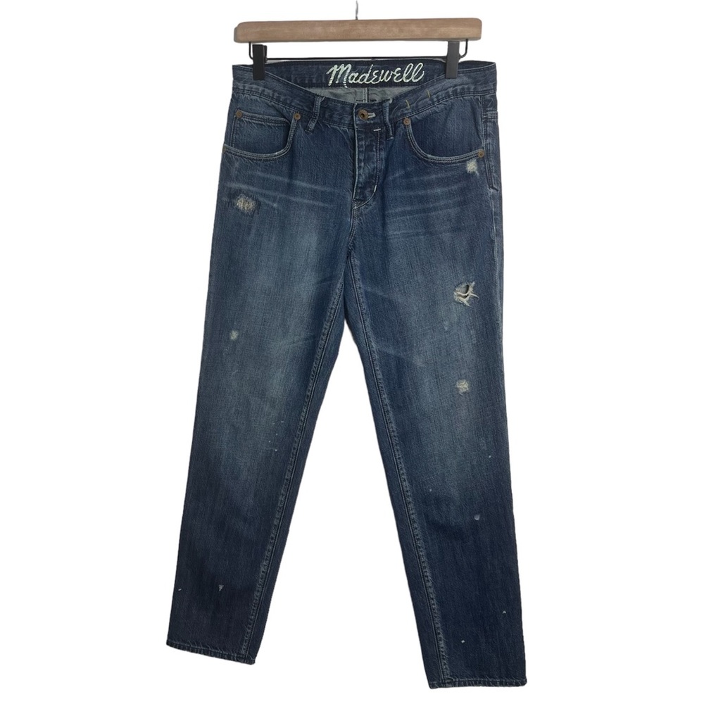 Madewell Distressed Paint Boyfriend Jeans Size 26 Button Fly